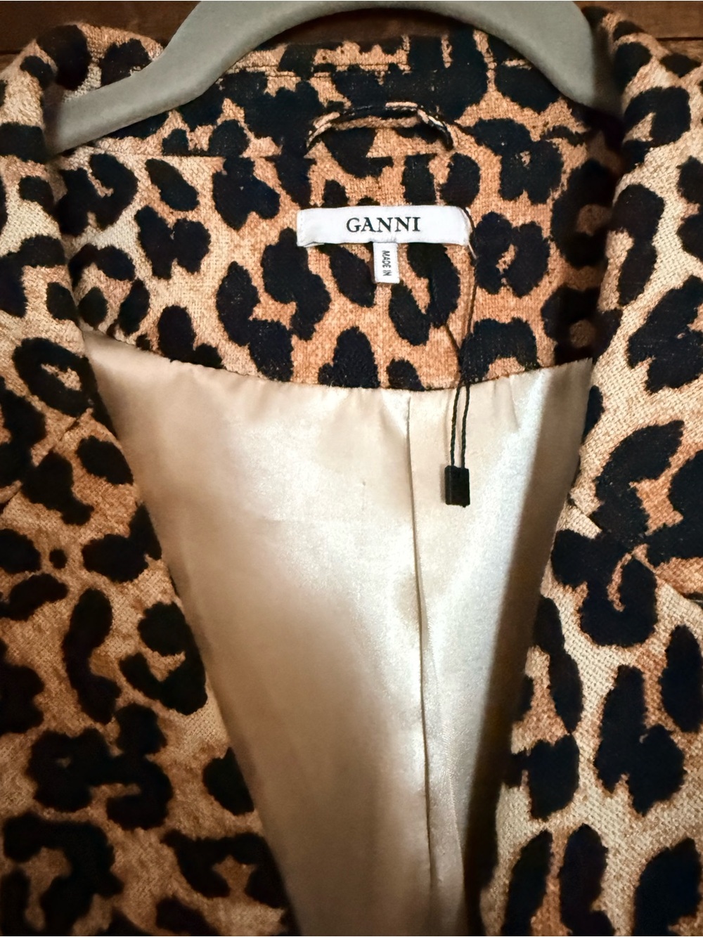 Ganni Leopard Print Linen/Cotton coat - Picture 4 of 4